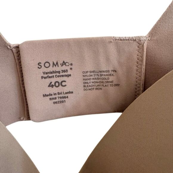 SOMA Vanishing 360 Perfect Coverage Underwire Bra Underwire Nude Size 40C - Picture 3 of 4